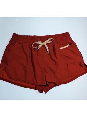 Vuori Clementine Shorts Women M Burgundy Wine Drawstring Lined Zip Pocket VW304
